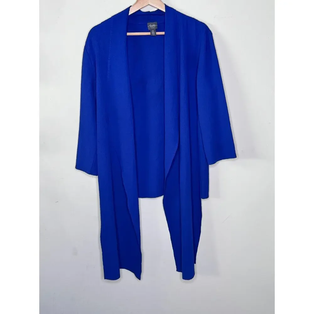 Travelers Collection by Chico's Navy Blue Crepe Hi Lo Cardigan Jacket Size 0
